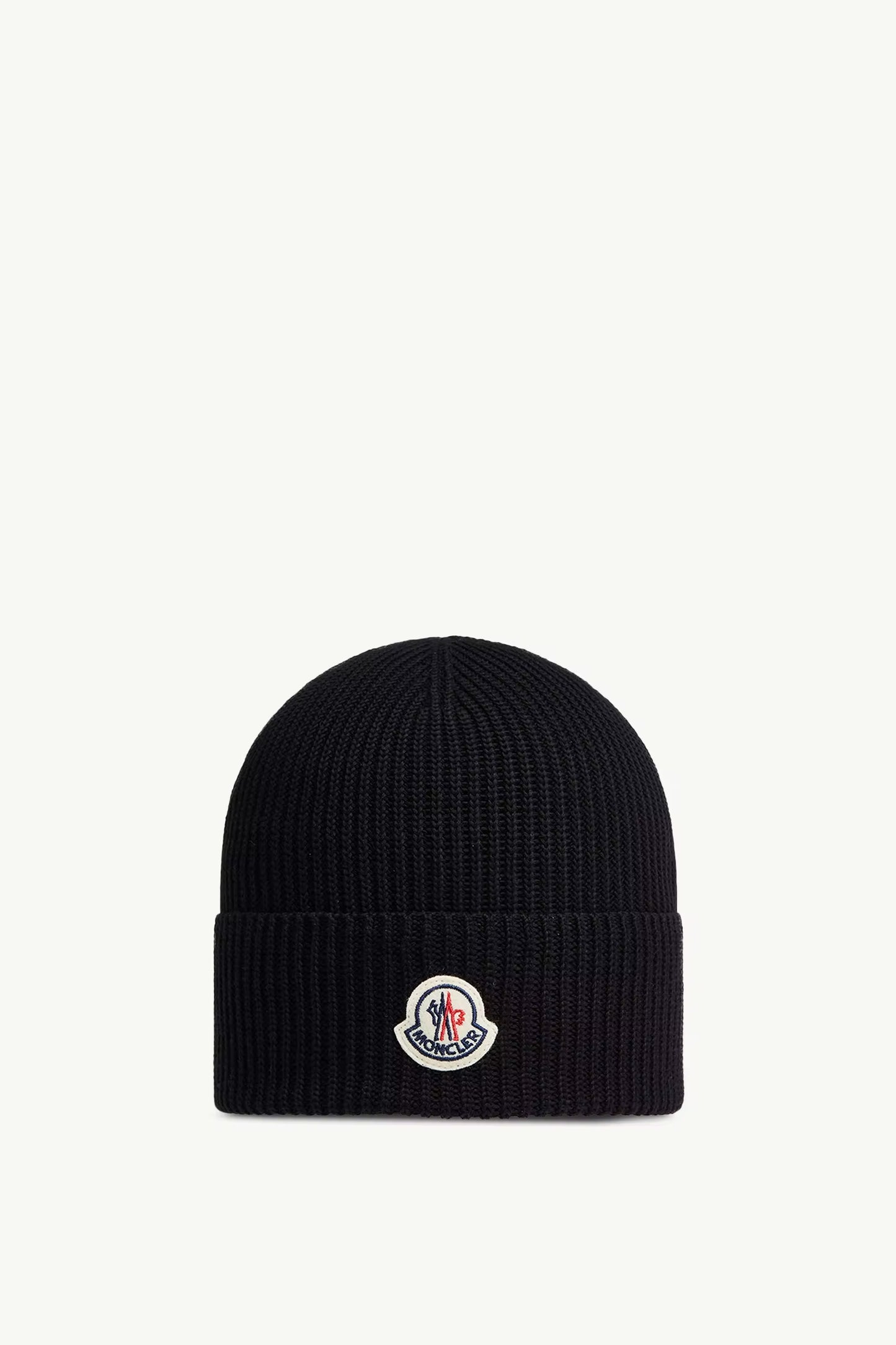 Moncler Logo Cotton Beanie - Black
