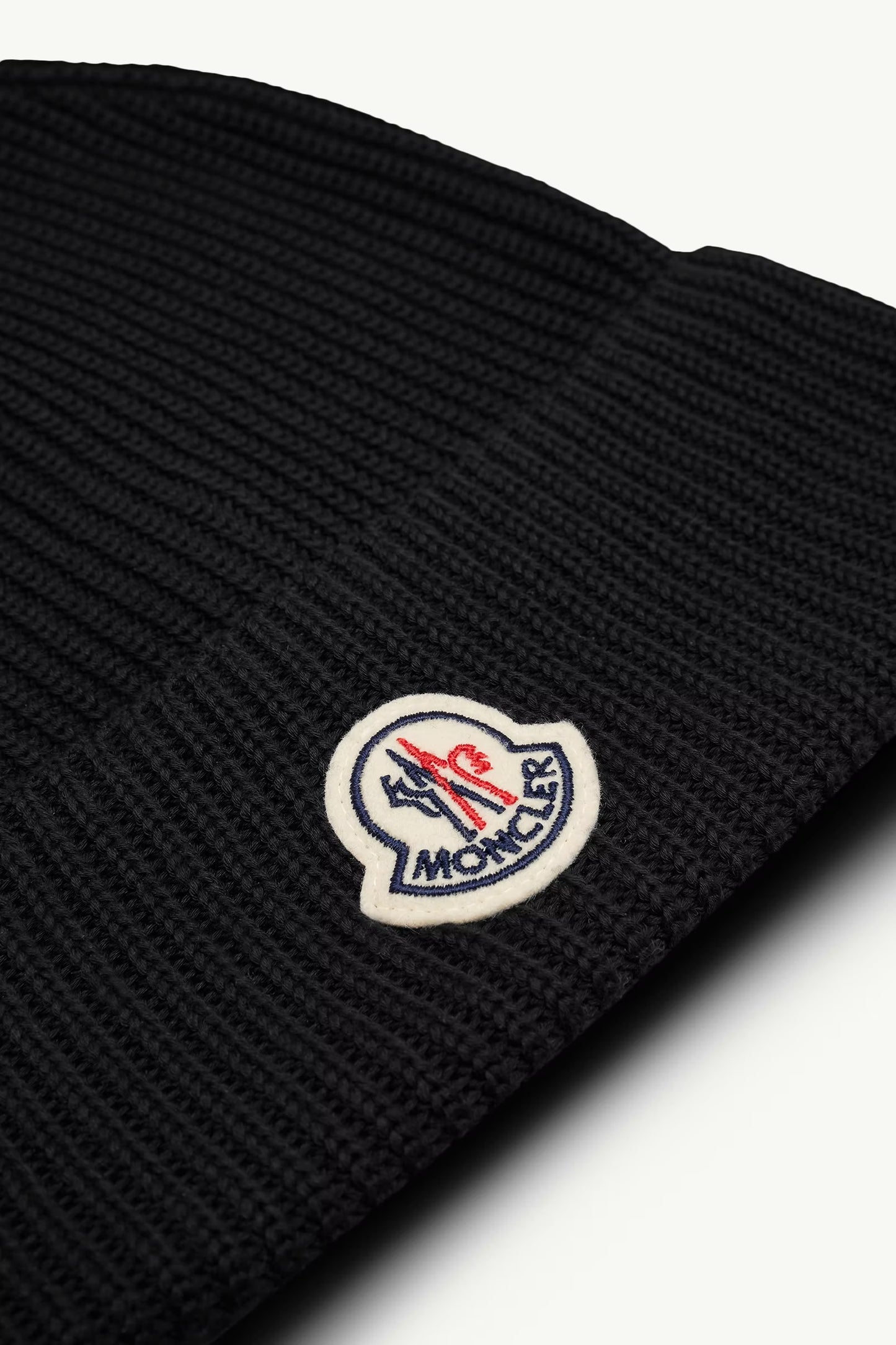 Moncler Logo Cotton Beanie - Black