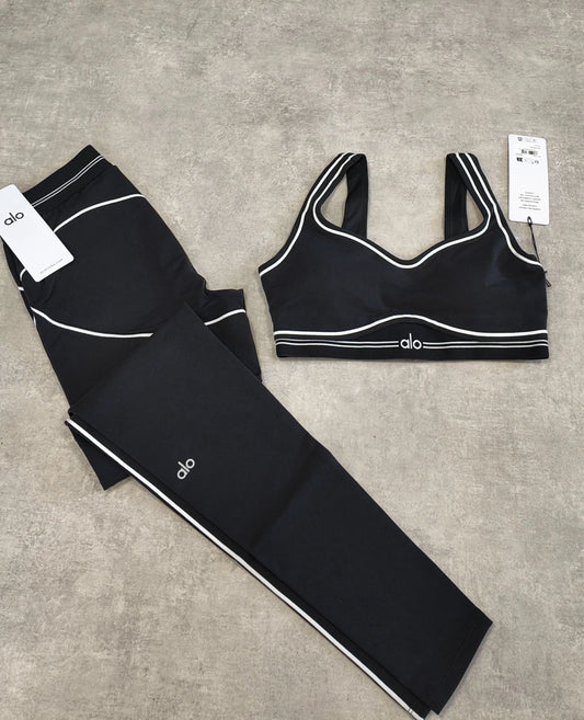 alo - Airbrush High-Waist Heart Throb Legging -Black - full set